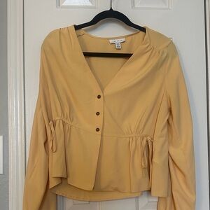 Topshop Yellow V-Neck Blouse